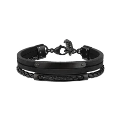 Breil B MIX-SCHWARZES LEDER- UND STAHLARMBAND Discount