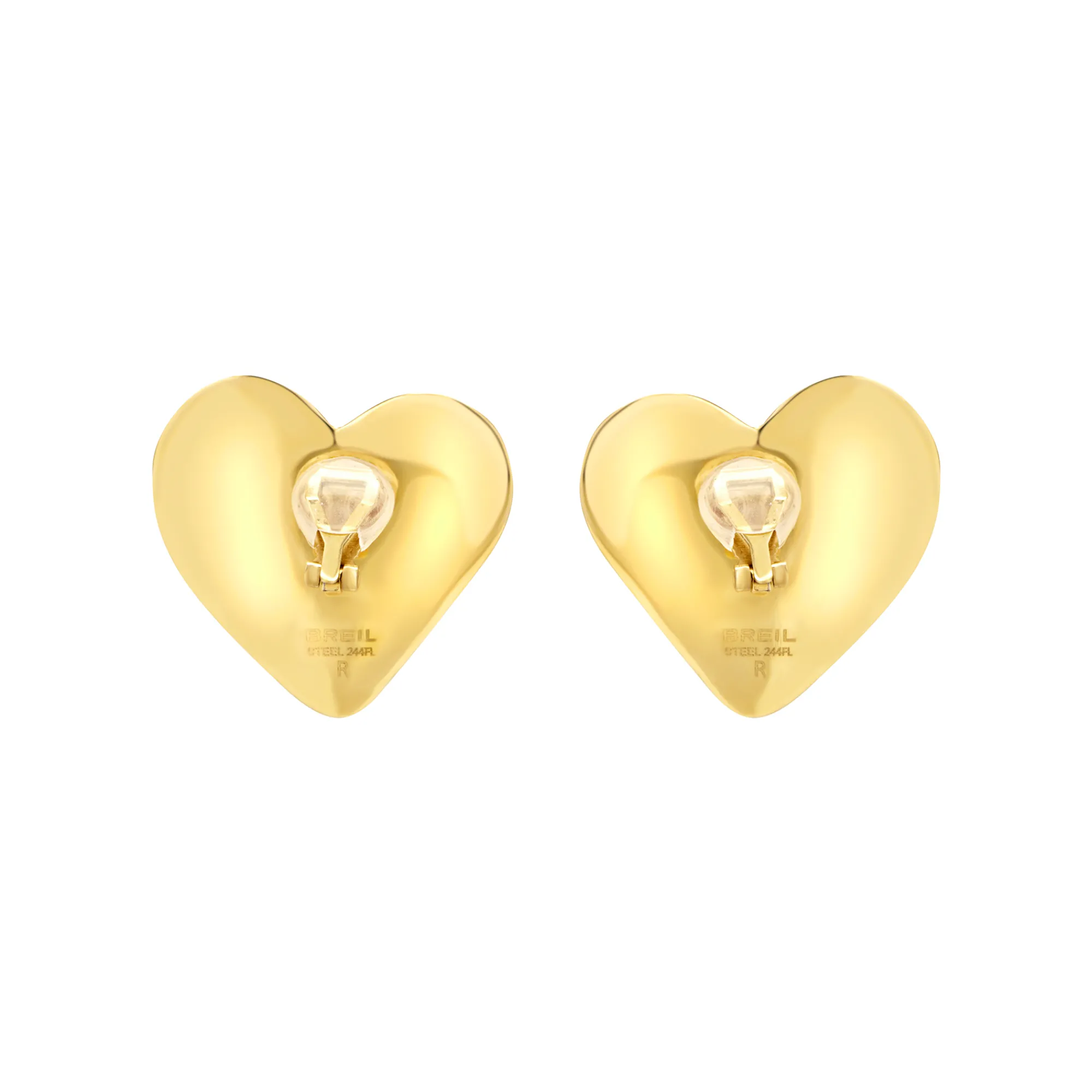 Breil BIG HEART-EDELSTAHL-OHRRINGE ZUM ANSTECKEN - GOLDFARBEN Clearance