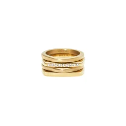 Breil NEW TETRA-SATZ VON 4 RINGEN AUS IP GOLD STAHL UND KRISTALLEN Hot