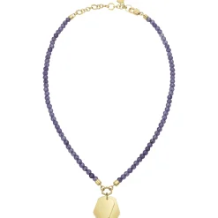 Breil PRIVATE CODE-AMETHYST KETTE MIT IP GOLD STAHL ANHÄNGER Fashion