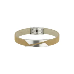 Breil REBEL-POLISHED STEEL AND BEIGE LEATHER BRACELET Best