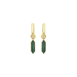 Breil STYLIZE-GOLDFARBENER STAHL UND MALACHIT-OHRRINGE Hot