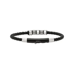 Breil WANDERLUST-ARMBAND AUS STAHL UND SCHWARZEM GEFLOCHTENEM LEDER Clearance