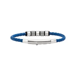 Breil WANDERLUST-ARMBAND AUS STAHL UND BLAUEM GEFLOCHTENEM LEDER New